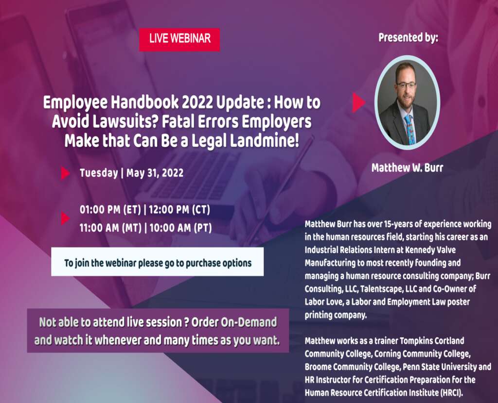 Employee Handbook Changes For Employers Effective In 2022 Learn How   Employee Handbook 2022 Update How To Avoid Lawsuits Fatal Errors Employers Make That Can Be A Leg 1 1024x830 